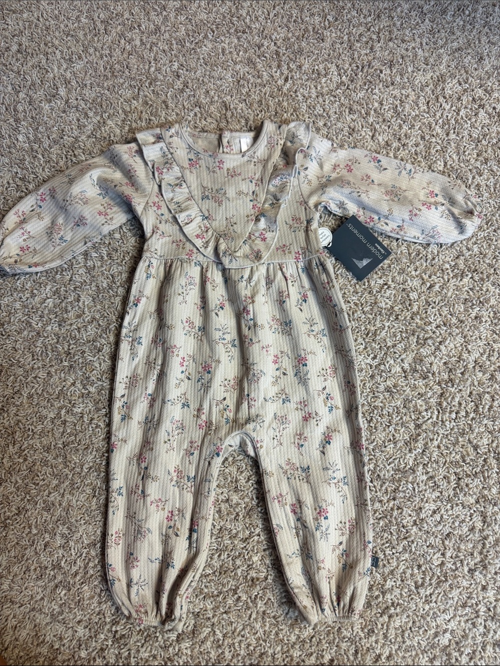 Gerber Cream Floral Ruffled One-Piece